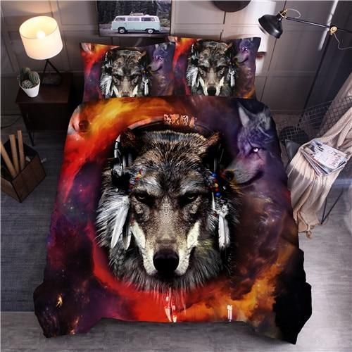 Galaxy Wolf Bedding Set