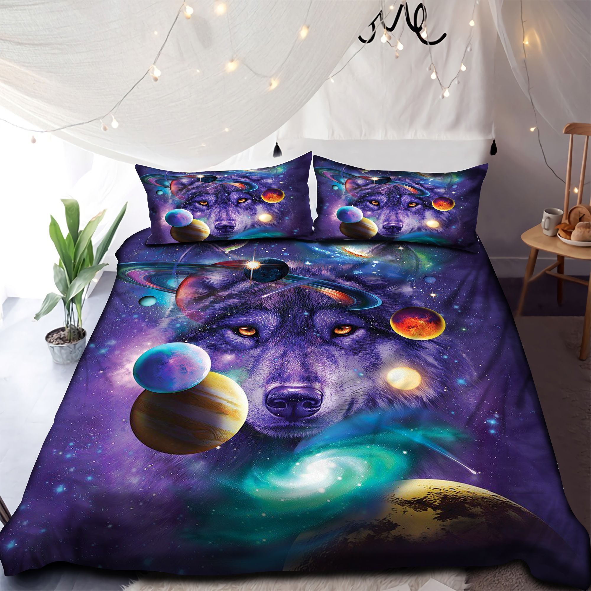 Galaxy Wolf Bedding Set
