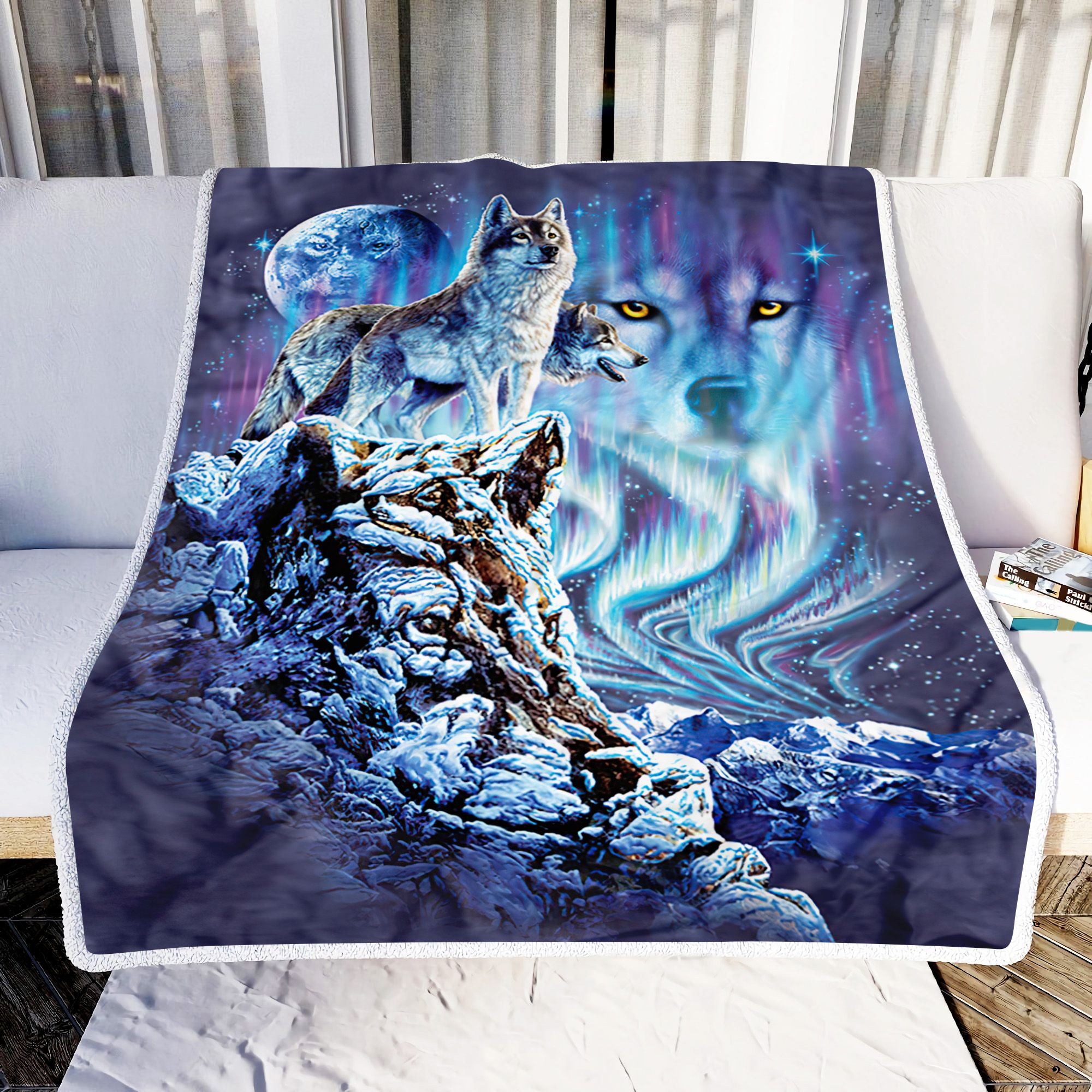 Galaxy Wolf Fleece Blanket