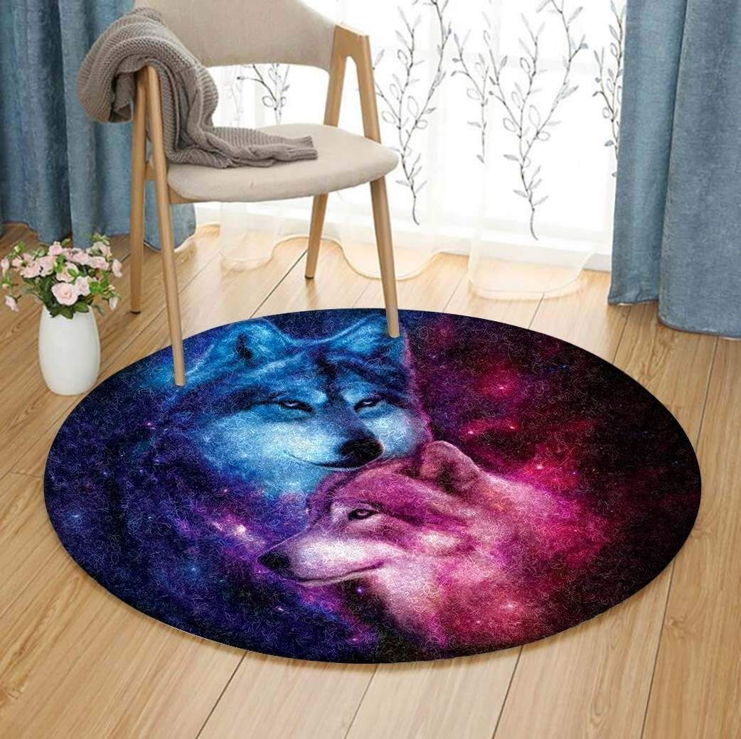 Galaxy Wolves Round Carpet