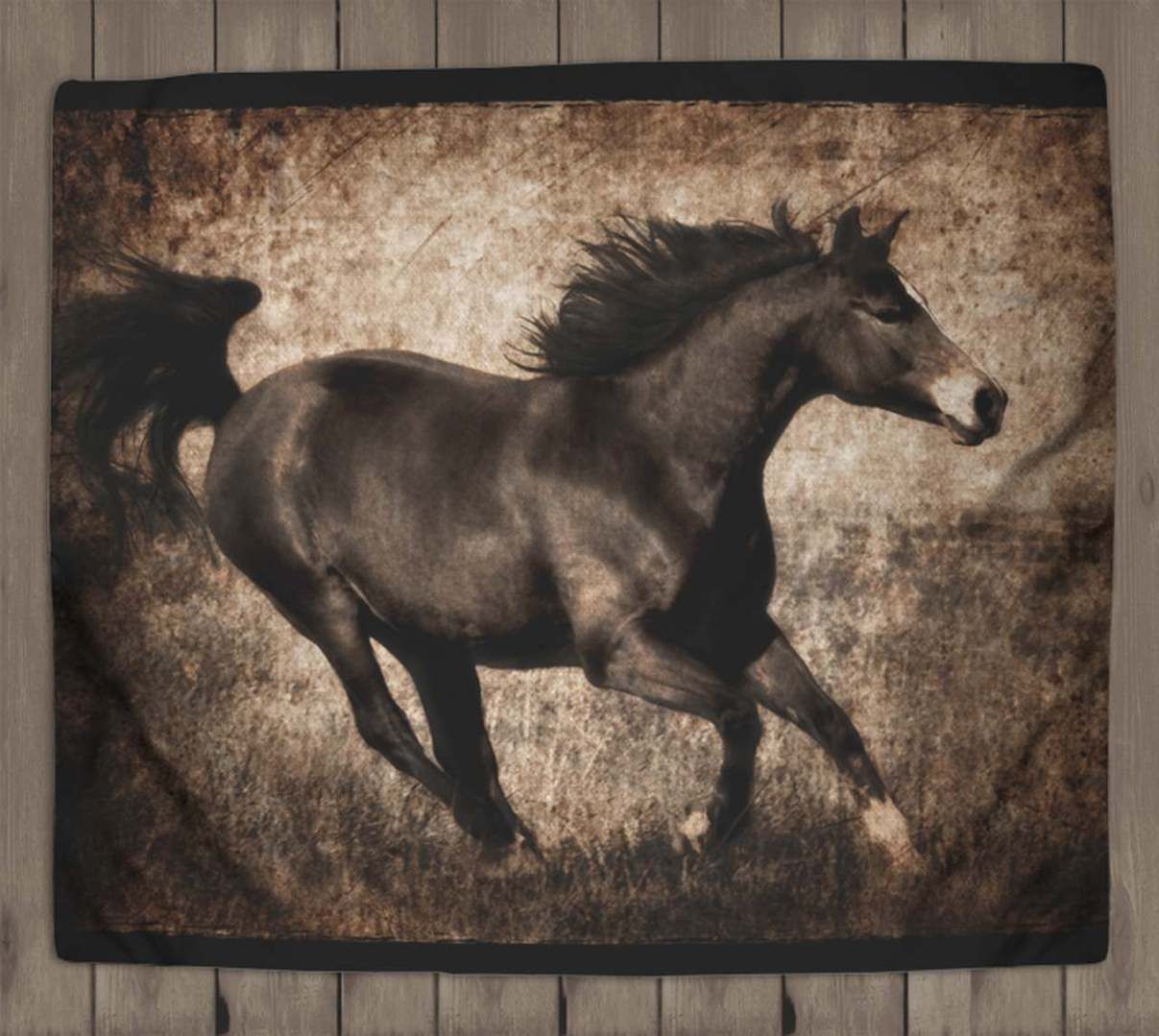 Galloping Horse Equestrian Sherpa Fleece Blanket