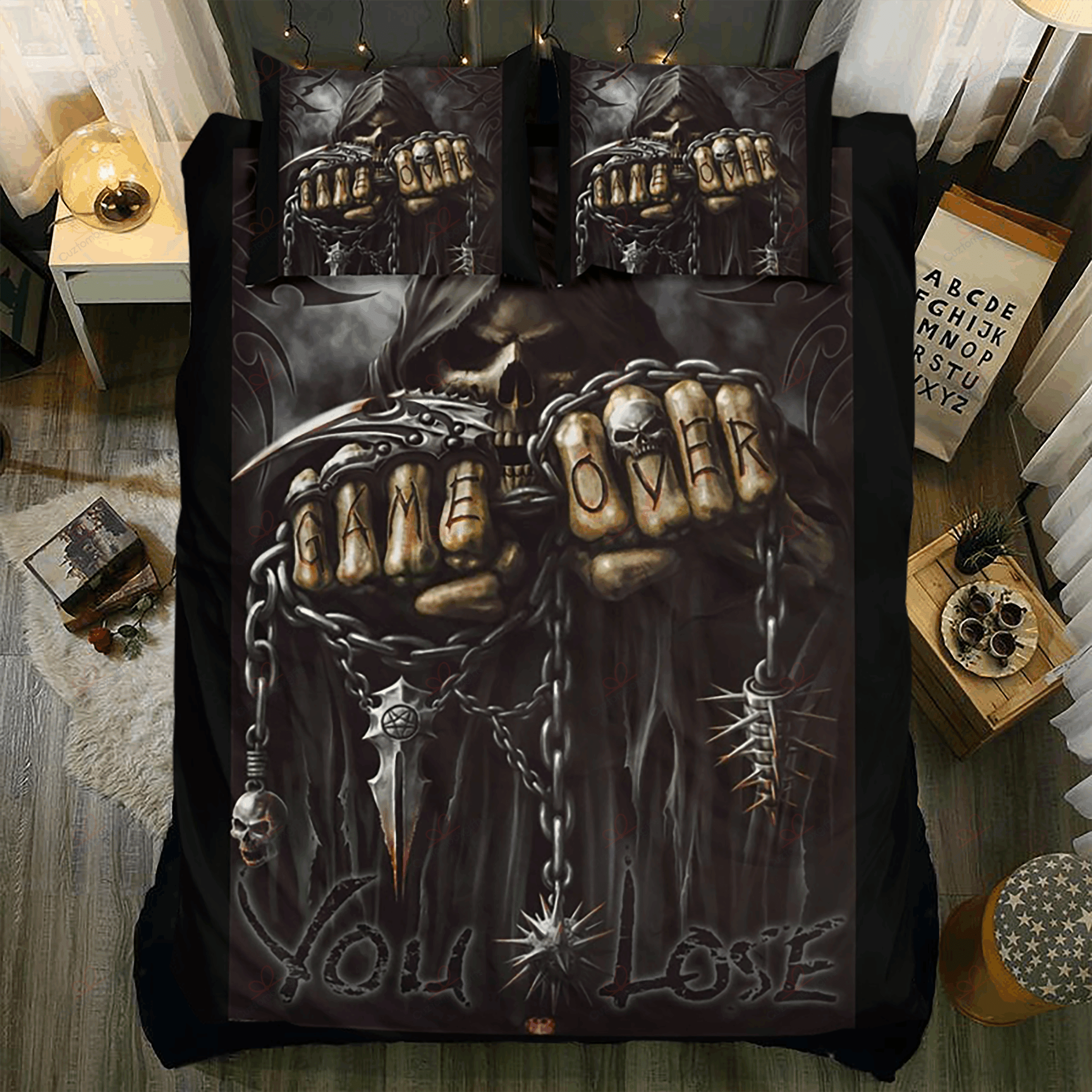Game Over You Lose Skull Bedding Set
