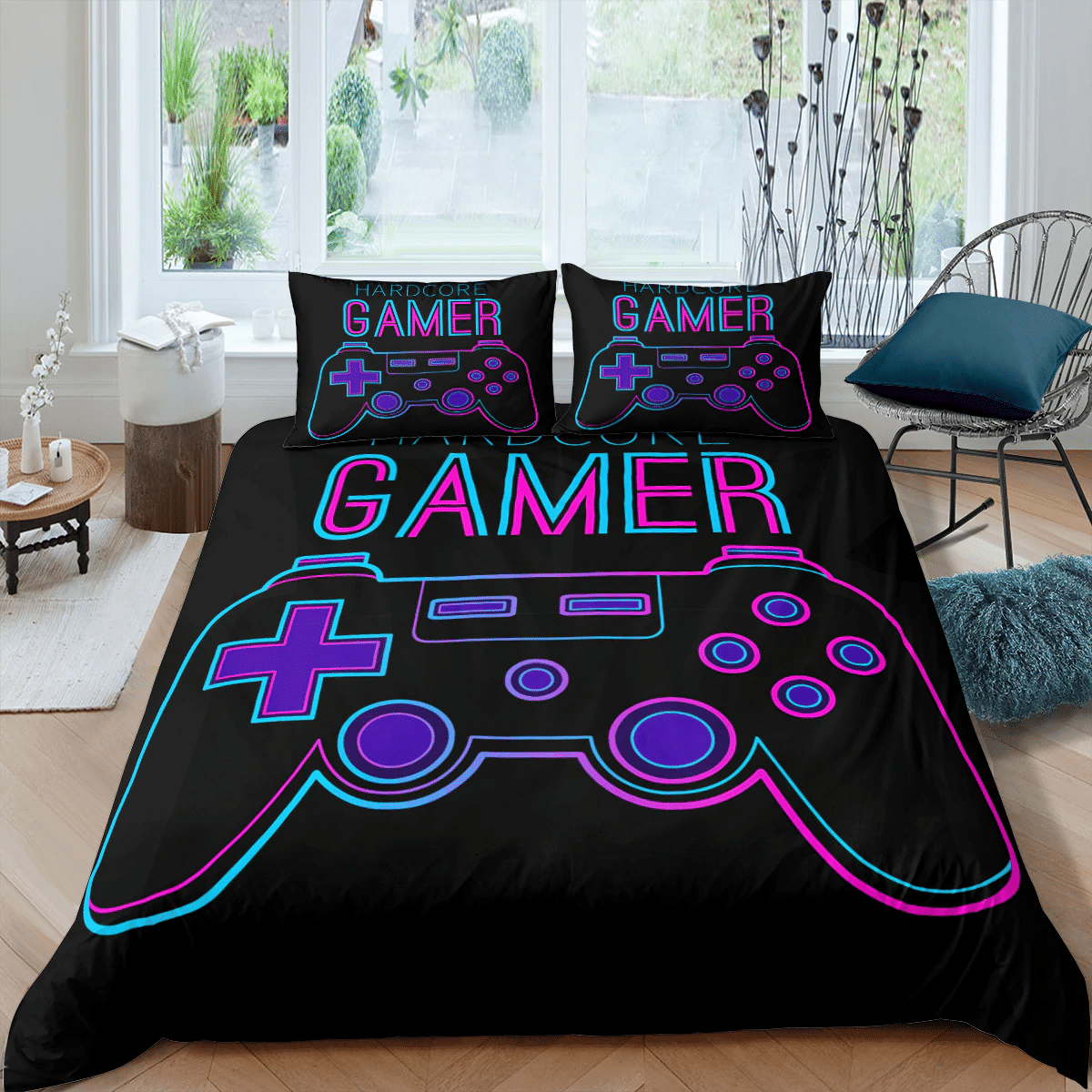 Gamer Dark Console Bedding Set