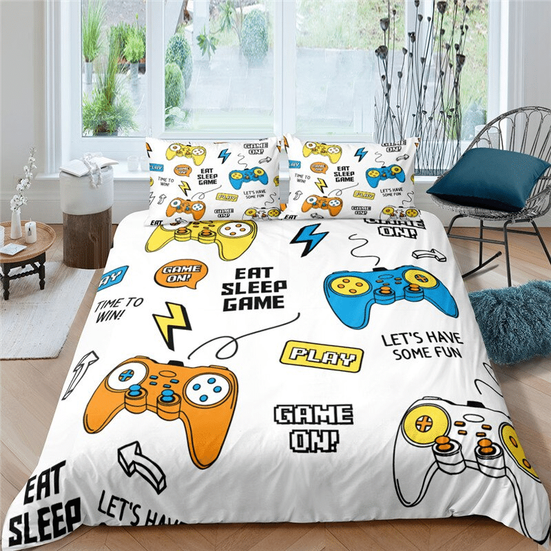 Gamer Items White Bedding Set