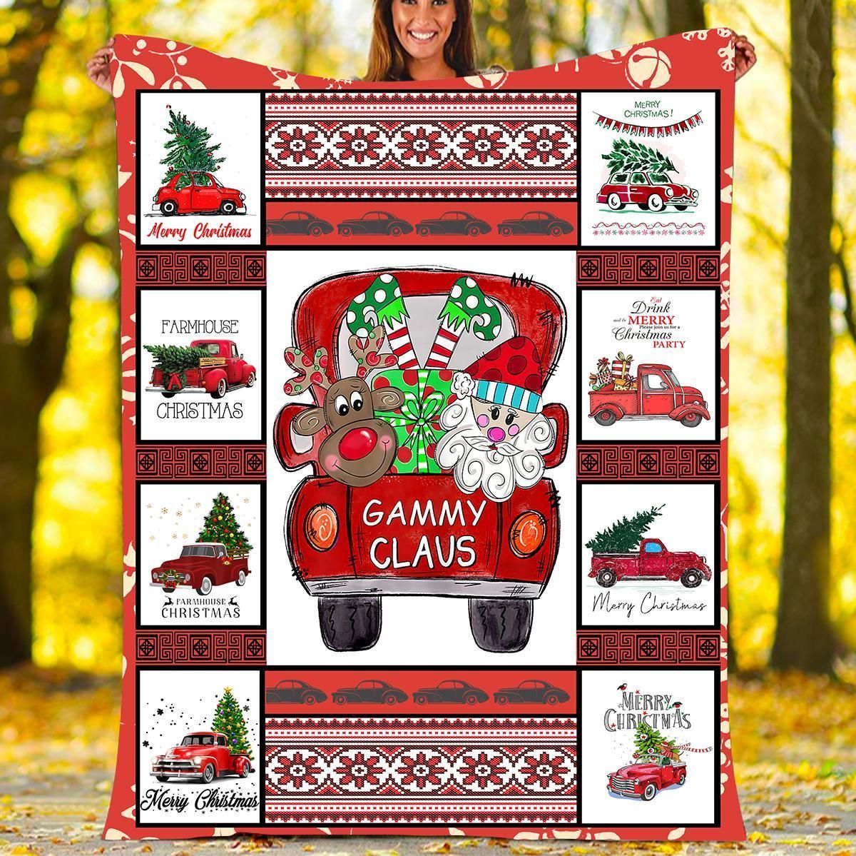 Gammy Claus Christmas Sherpa Fleece Blanket