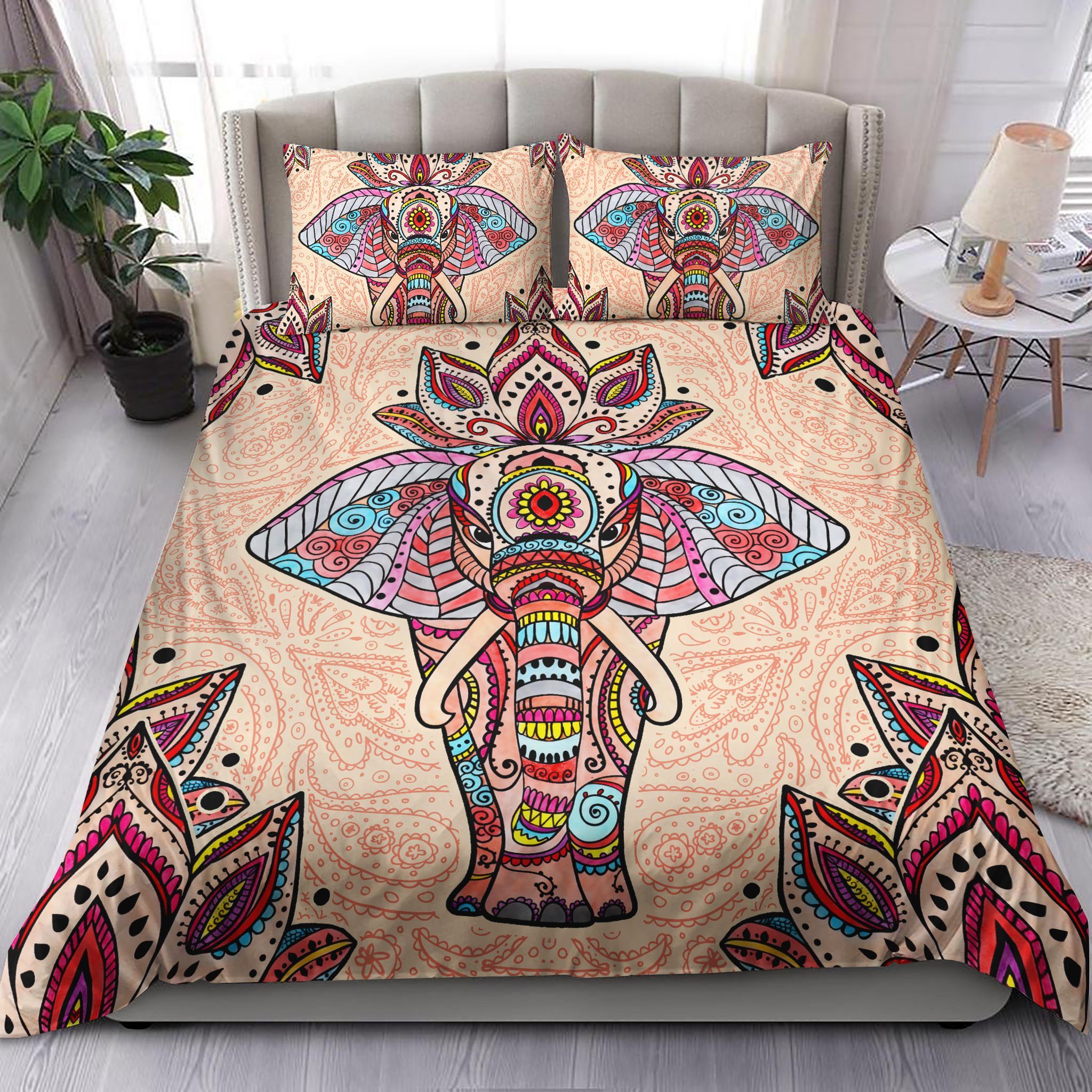 Ganesha Flower Blooming On The Head Bedding Set