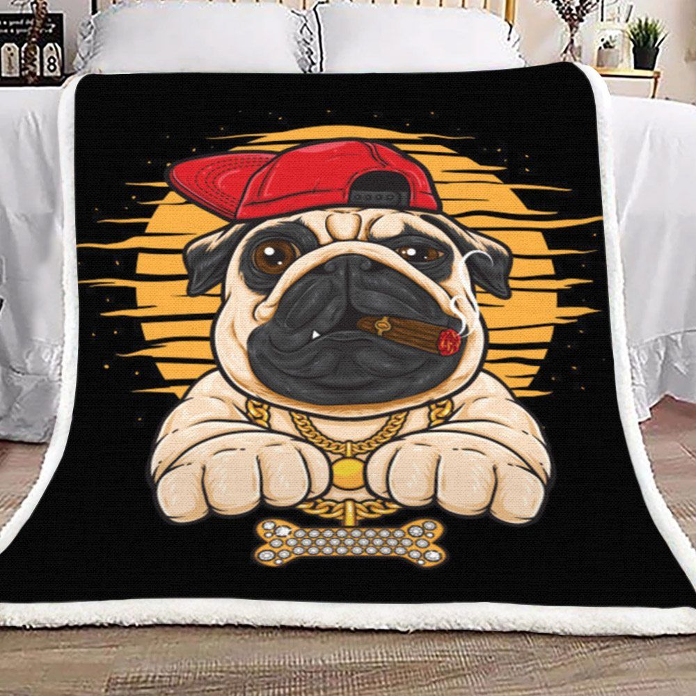 Gangster Pug Sherpa Fleece