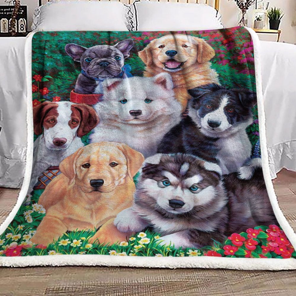 Garden Dog Sherpa Fleece Blanket