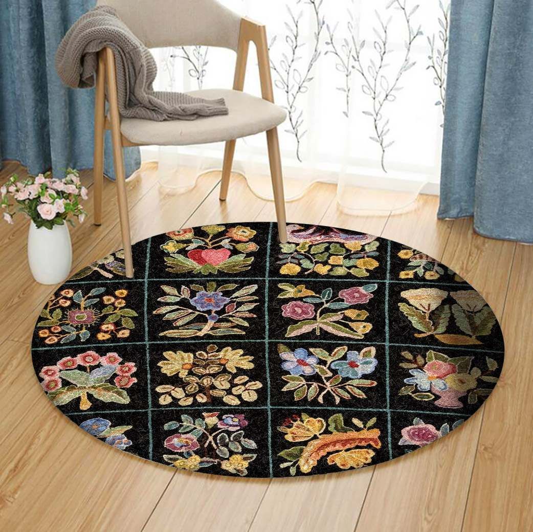 Garden Flower Round Carpet