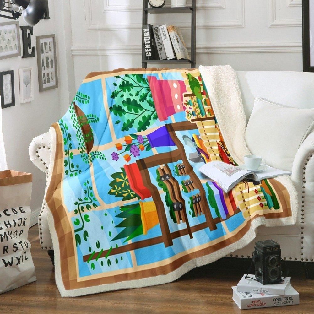 Gardening Sherpa Fleece Blanket