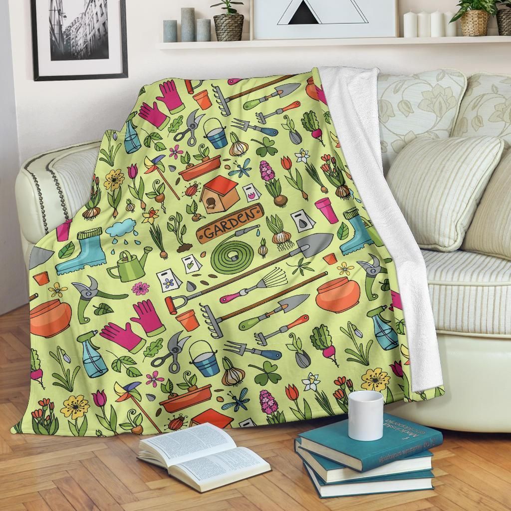 Gardening Tool For Farmer Pattern Print Design Fleece Blanket