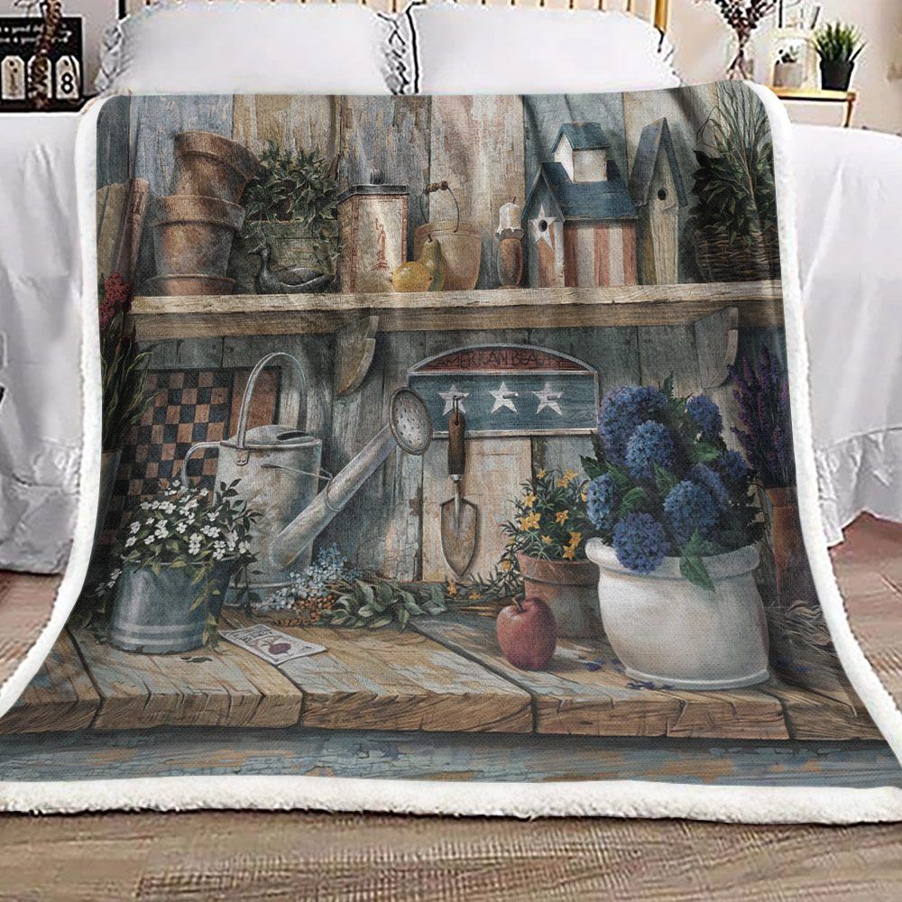 Gardening Sherpa Fleece Blanket
