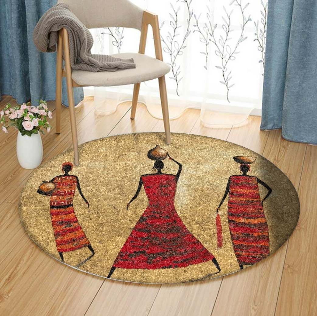 Gathering Water African Round Carpet
