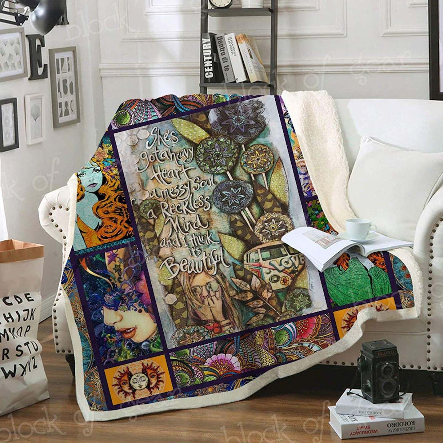 Geembi Hippie Sherpa Fleece Blanket