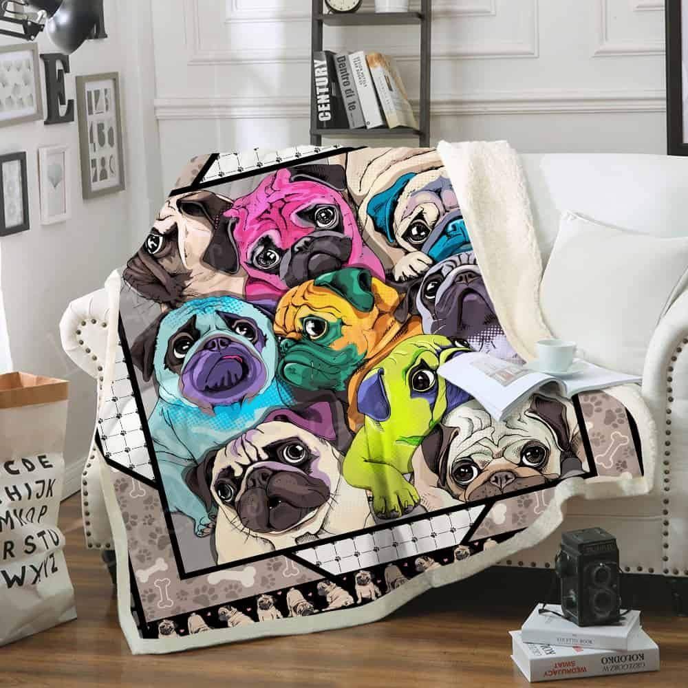Geembi I Love Pugs Sherpa Fleece