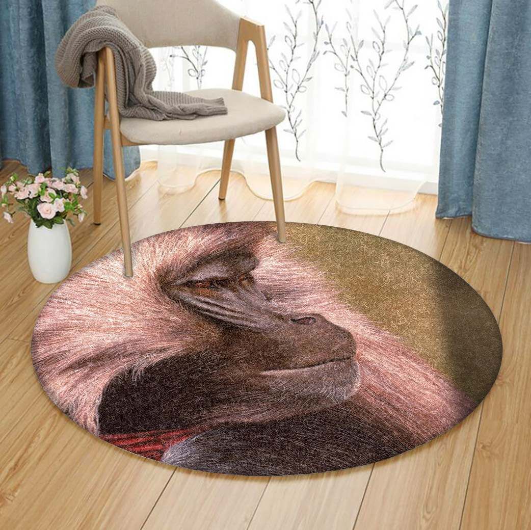 Gelada Monkey Round Carpet