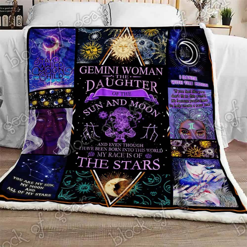 Gemini Woman Moon Child Fleece Blanket