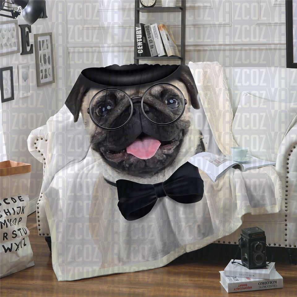 Gentleman Pug Sherpa Fleece Blanket