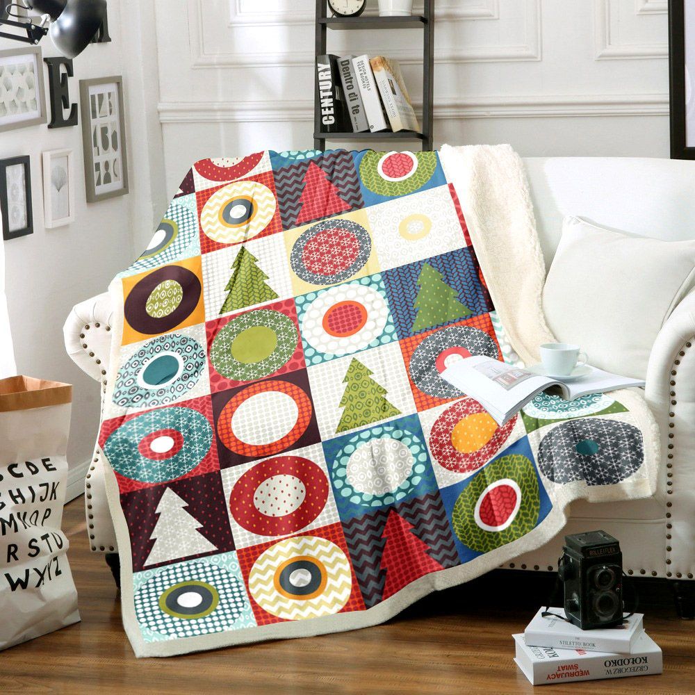 Geo Christmas Sherpa Fleece Blanket