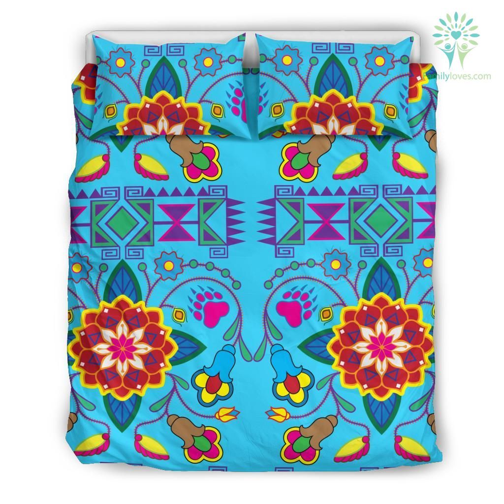Geometric Floral Winter Sky Blue Bedding Set