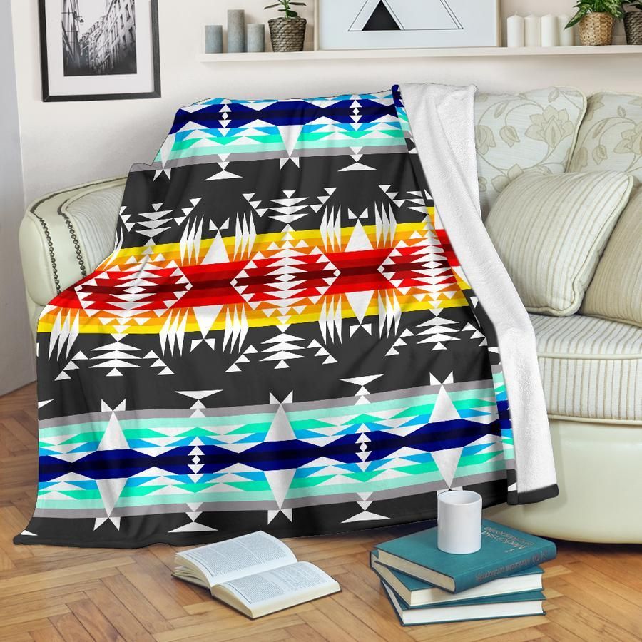 Geometric Native American Sherpa Fleece Blanket