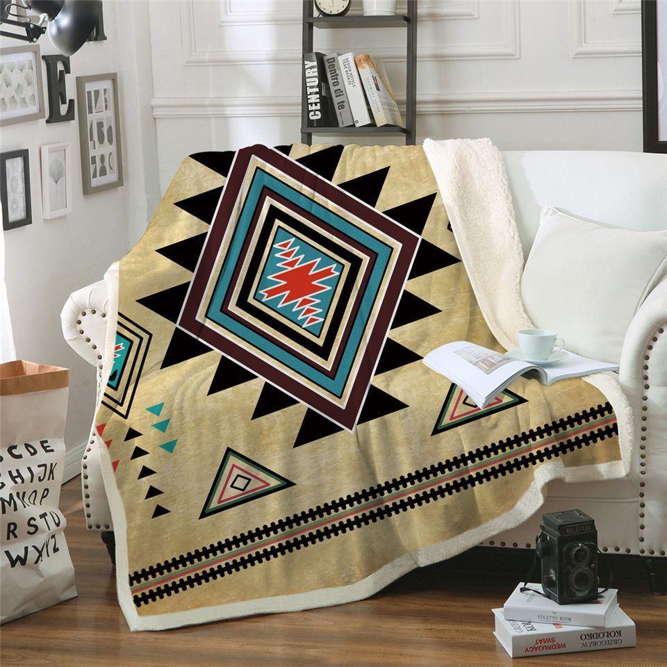 Geometric Native American Sherpa Fleece Blanket