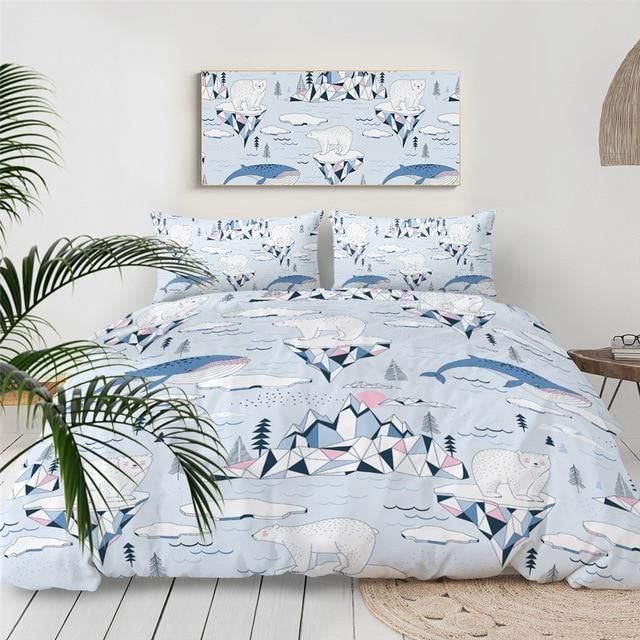 Geometric Polar Bear Bedding Set