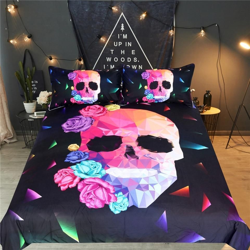 Geometric  Rose  Skull Bedding Set