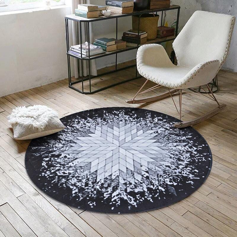 Geometric Splash Abstract Round Carpet