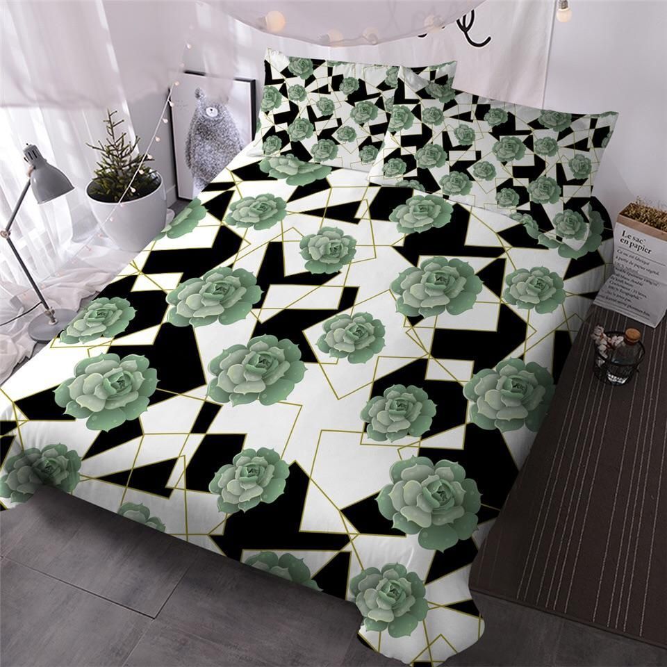 Geometric Succulents Bedding Set