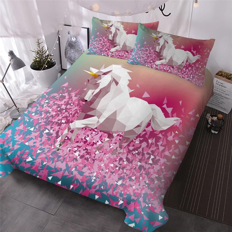 Geometric Unicorn Bedding Set