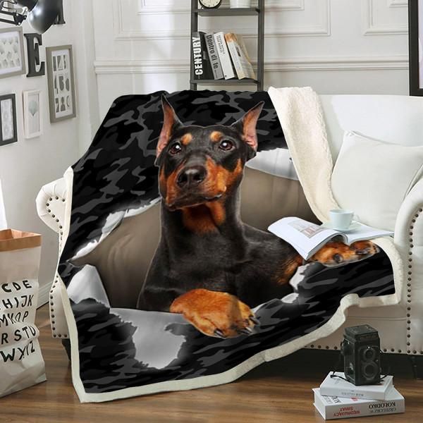 German Pinscher Dog Sherpa Fleece Blanket