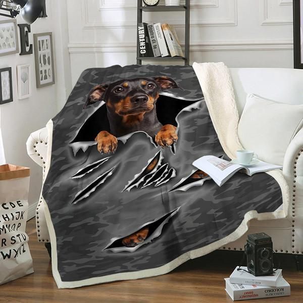 German Pinscher Dog Sherpa Fleece Blanket