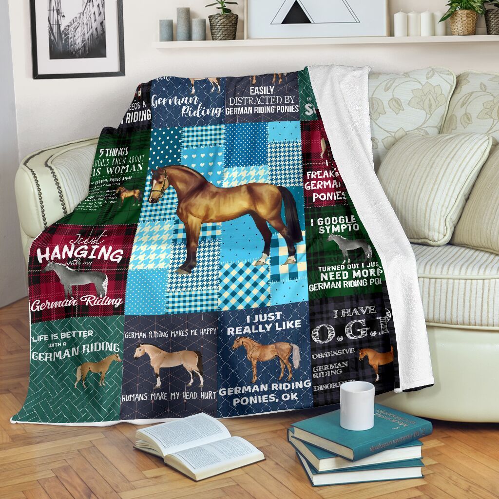 German Riding Pony Horse Sherpa Fleece Blanket
