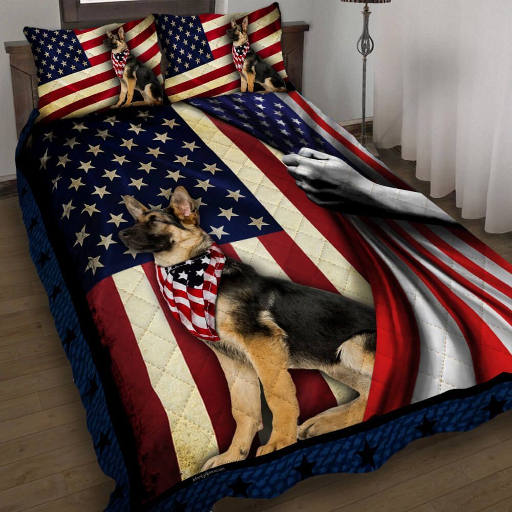 German Shepherd American Flag Bedding Set