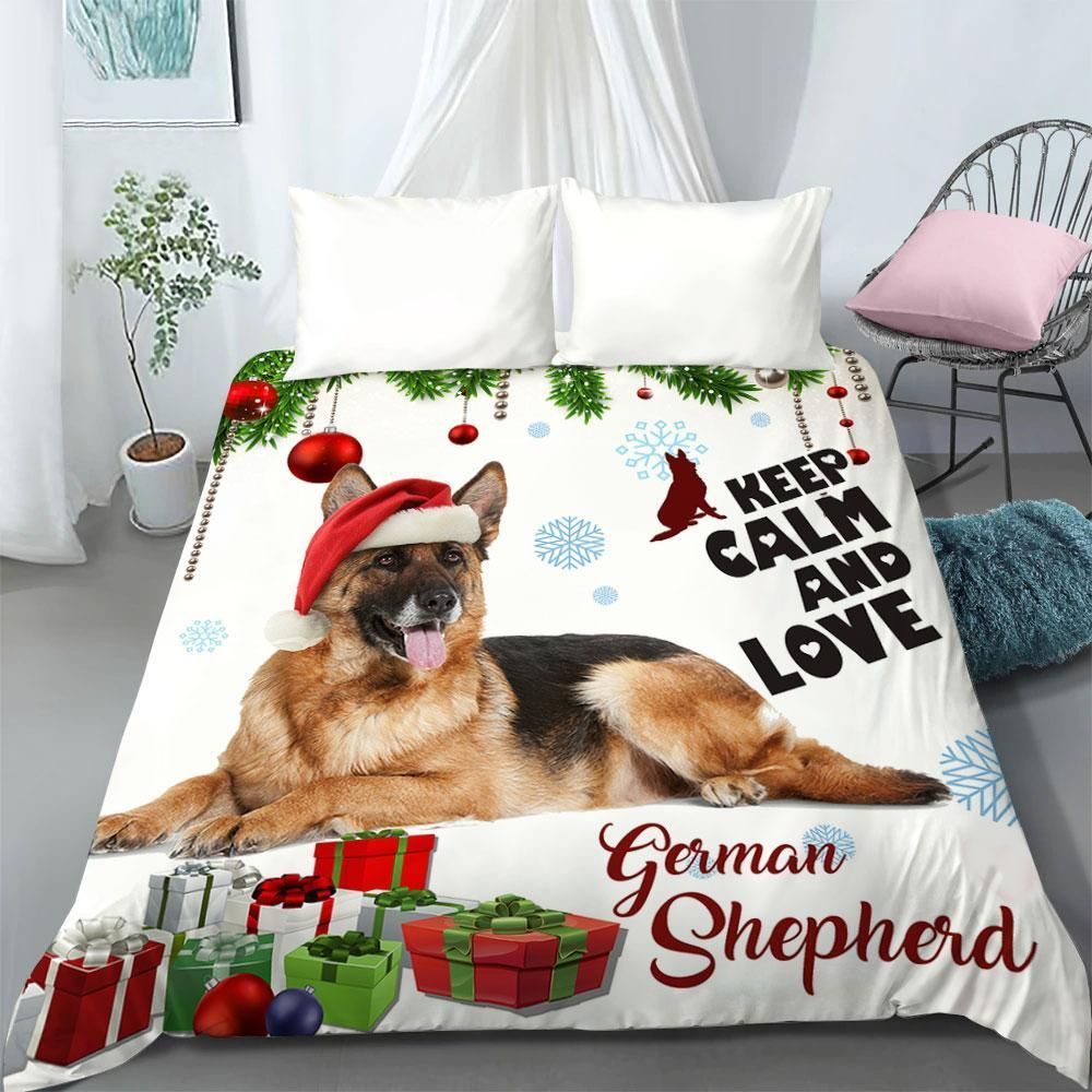 German Shepherd Christmas Sherpa Fleece Blanket