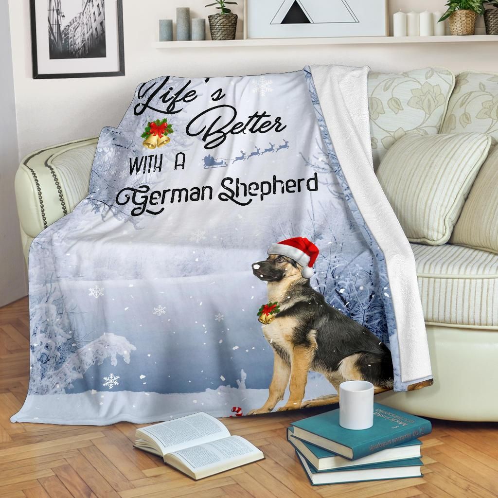 German Shepherd Christmas Sherpa Fleece Blanket