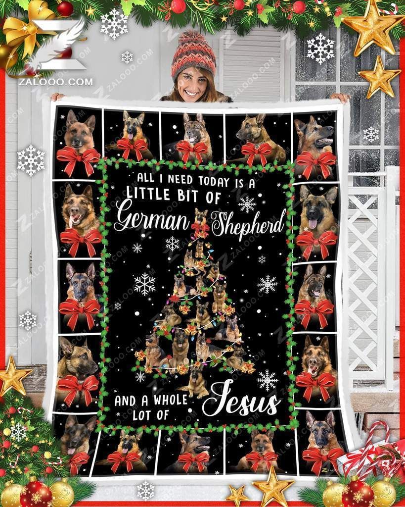 German Shepherd Christmas Sherpa Fleece Blanket