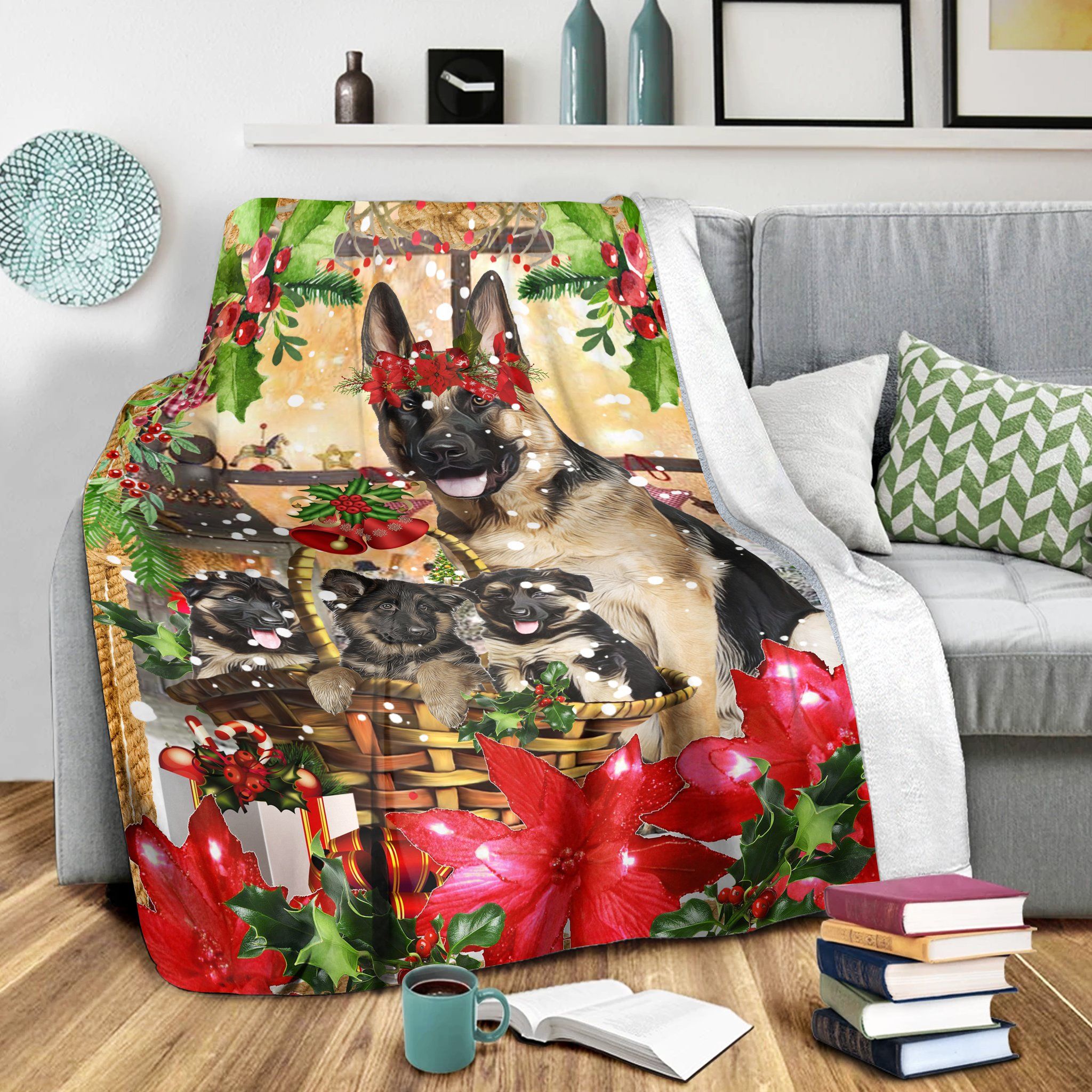 German Shepherd Christmas Fleece Blanket