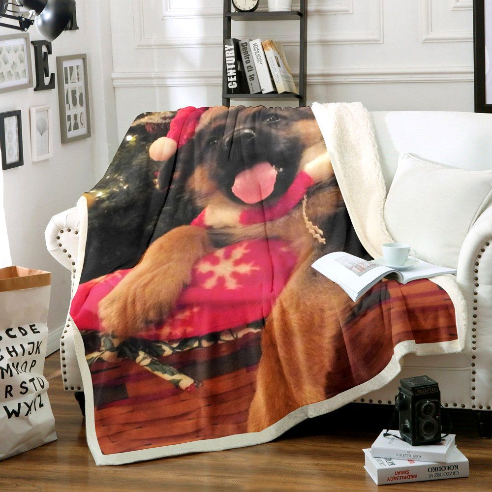 German Shepherd Christmas Sherpa Fleece Blanket