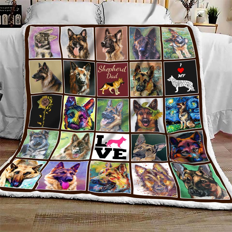 German Shepherd Dad Sherpa Fleece Blanket