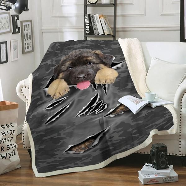 German Shepherd Dog Sherpa Fleece Blanket