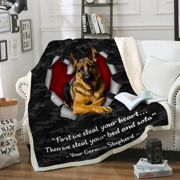 German Shepherd Dog Sherpa Fleece Blanket