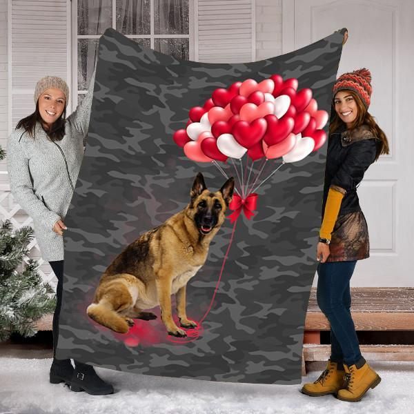 German Shepherd Dog Valentines Day Sherpa Fleece Blanket