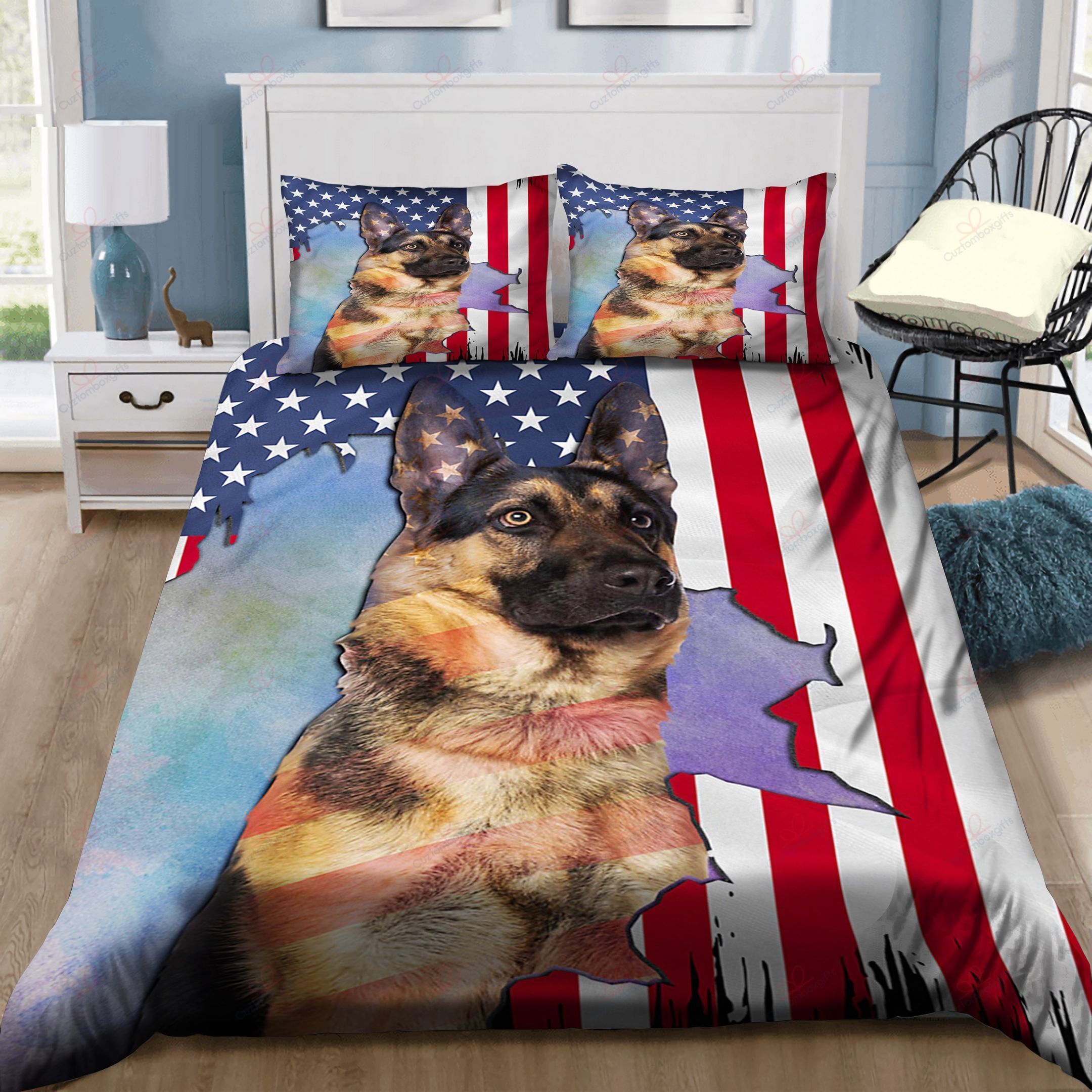 German Shepherd Flag Bedding Set
