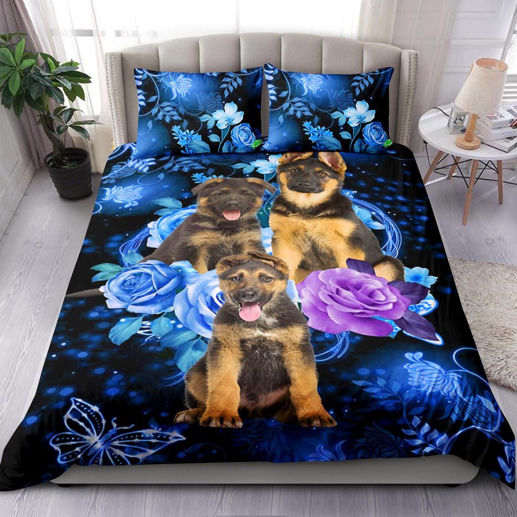 German Shepherd Flowers Bedding Set