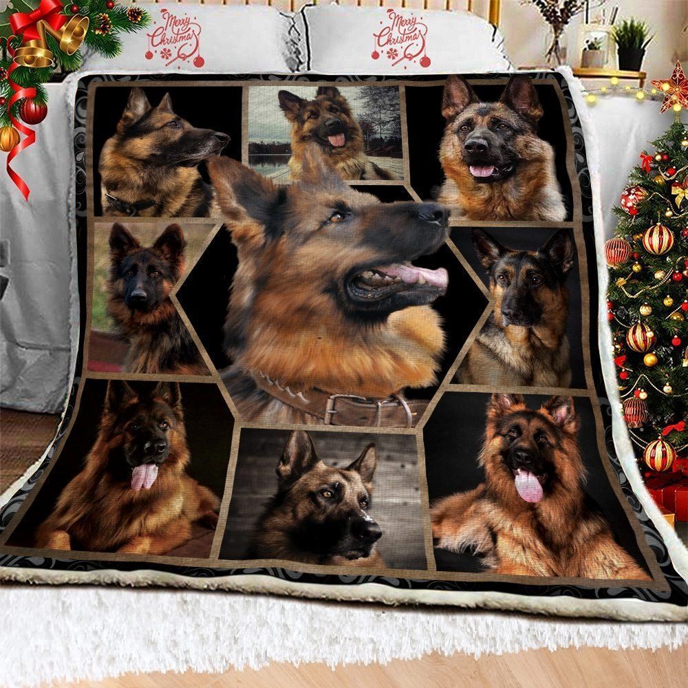 German Shepherd Hexa Vintage Sherpa Fleece Blanket