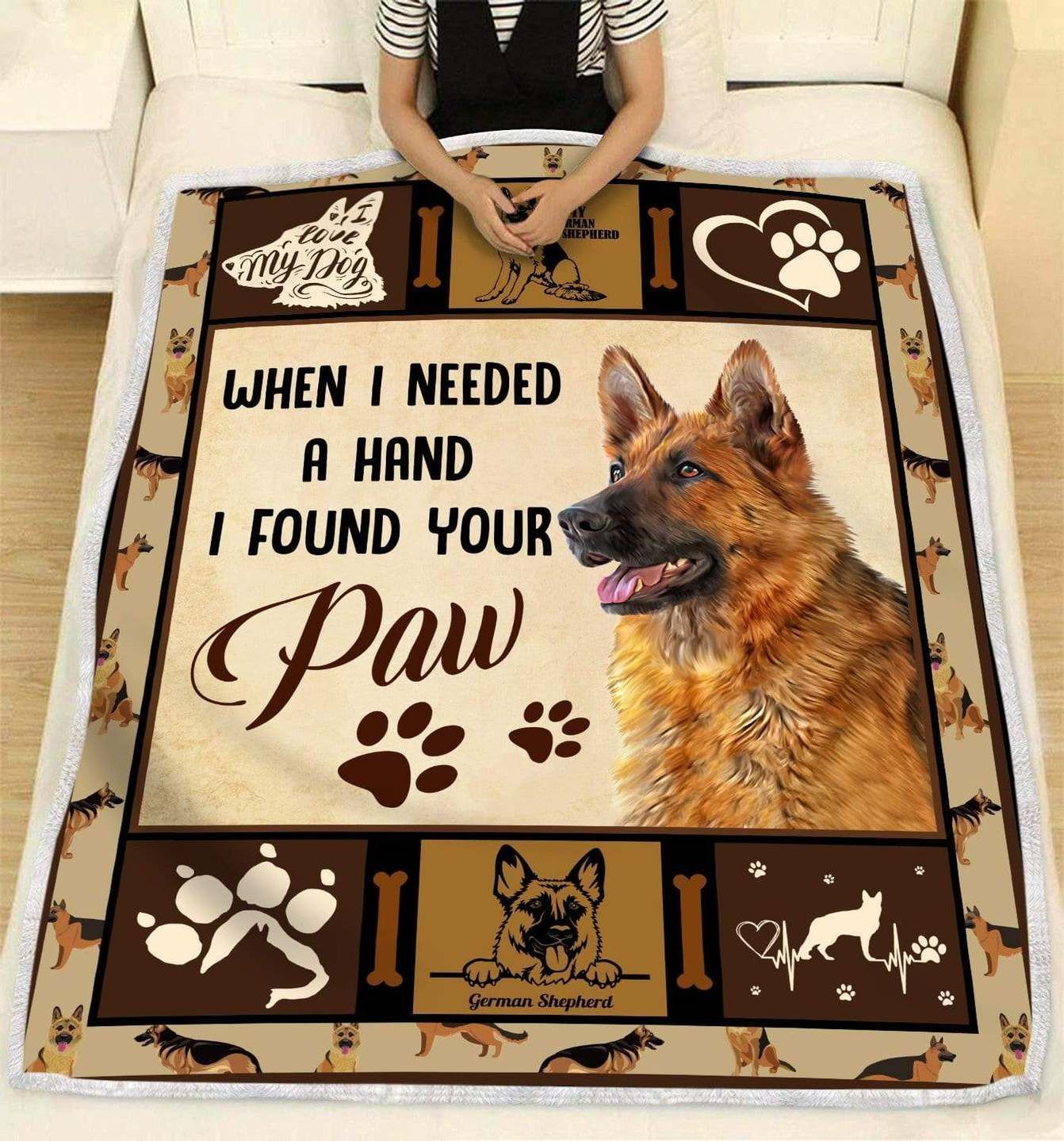 German Shepherd I Found Your Paw Sherpa Fleece Blanket