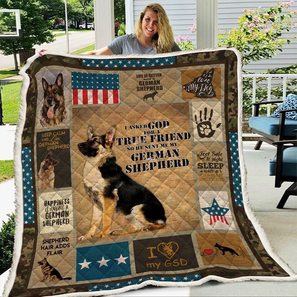 German Shepherd I Love My Dog Sherpa Fleece Blanket