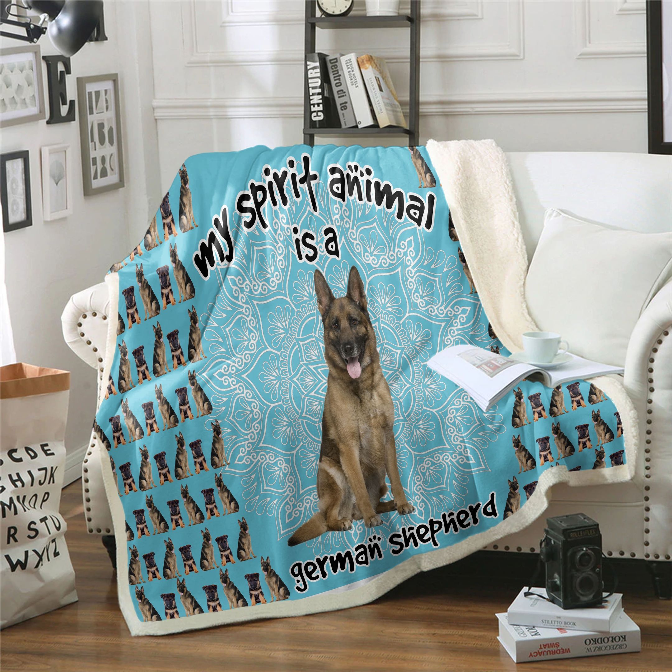 German Shepherd Is My Spirit Animal Sherpa Fleece Blanket